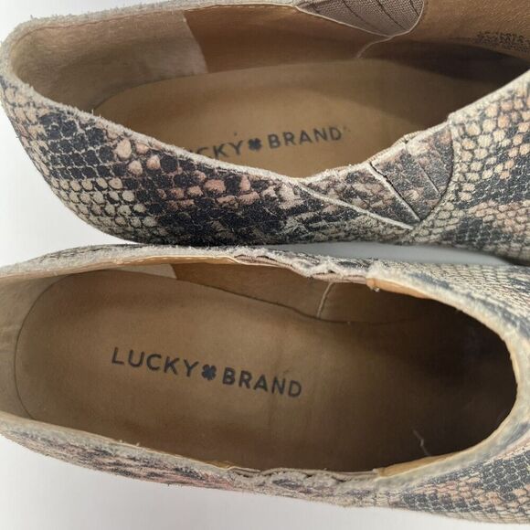 Lucky Brand Tabea Womens Size 9.5 M Snakeskin Print Booties Ankle Suede Western - Picture 3 of 6